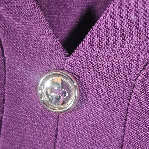 Perseption Conception Purple Ruched 3/4 Sleeve Womens Top With Button Accents S - Picture 5 of 12